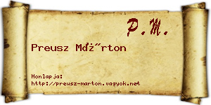 Preusz Márton névjegykártya